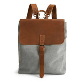 Crazy Horse en cuir imperméable Canvas Backpack_B