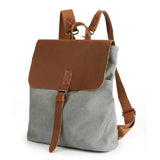 Crazy Horse en cuir imperméable Canvas Backpack_B