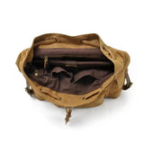 Crazy Horse en cuir imperméable Canvas Backpack_F