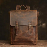 クレイジーホースレザーリュックサック - 本革 | 高機能。シンプルで洗練されたデザインが特徴の高品質レザーバックパック。