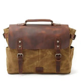 Crazy Horse Leather Imploage Canvas Shoulder Bag_c