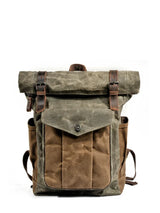Crazy Horse en cuir imperméable Canvas Backpack_D