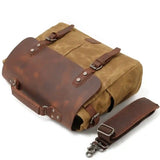 Crazy Horse Leather Imploage Canvas Shoulder Bag_c