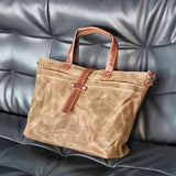 クレイジーホースレザー 防水キャンバストート_A