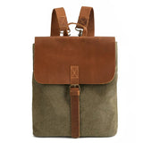 Crazy Horse en cuir imperméable Canvas Backpack_B