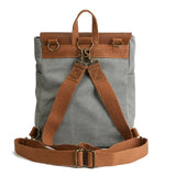 Crazy Horse en cuir imperméable Canvas Backpack_B