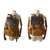 Crazy Horse Leather Canvas Backpack_F