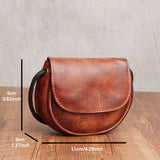 Handmade Vintage Leather Women's Coin Purse Vegetable Tanned Belt Shoulder Strap Crossbody Bag Men's Card Bag Key Storage Wallet