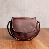 Handmade Vintage Leather Women's Coin Purse Vegetable Tanned Belt Shoulder Strap Crossbody Bag Men's Card Bag Key Storage Wallet