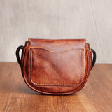 Handmade Vintage Leather Women's Coin Purse Vegetable Tanned Belt Shoulder Strap Crossbody Bag Men's Card Bag Key Storage Wallet