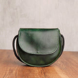 Handmade Vintage Leather Women's Coin Purse Vegetable Tanned Belt Shoulder Strap Crossbody Bag Men's Card Bag Key Storage Wallet