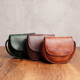 Handmade Vintage Leather Women's Coin Purse Vegetable Tanned Belt Shoulder Strap Crossbody Bag Men's Card Bag Key Storage Wallet