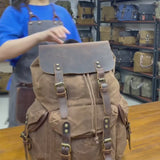 クレイジーホースレザー 防水キャンバスリュック_G