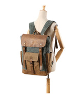 クレイジーホースレザー 防水キャンバスリュック_A